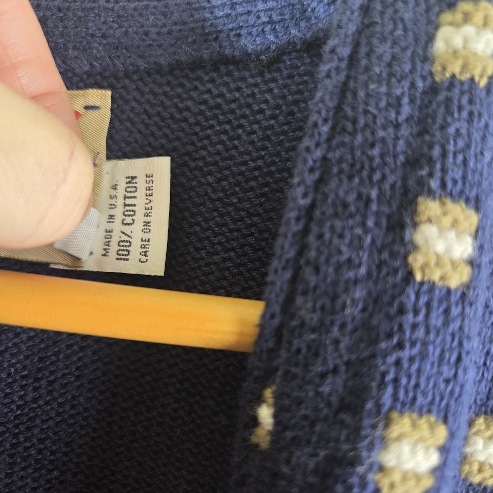 Men’s Vintage Adirondack Navy Knit Sweater Vest Geometric Size Medium - Picture 9 of 10